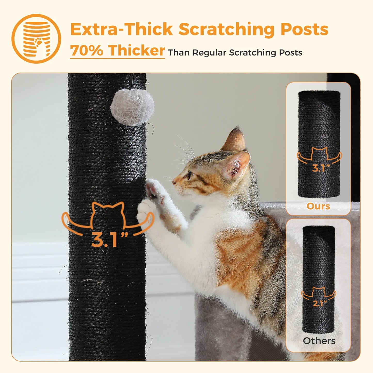 PAWZ Road Cat Tree With Thick Scratching Posts And Hammock