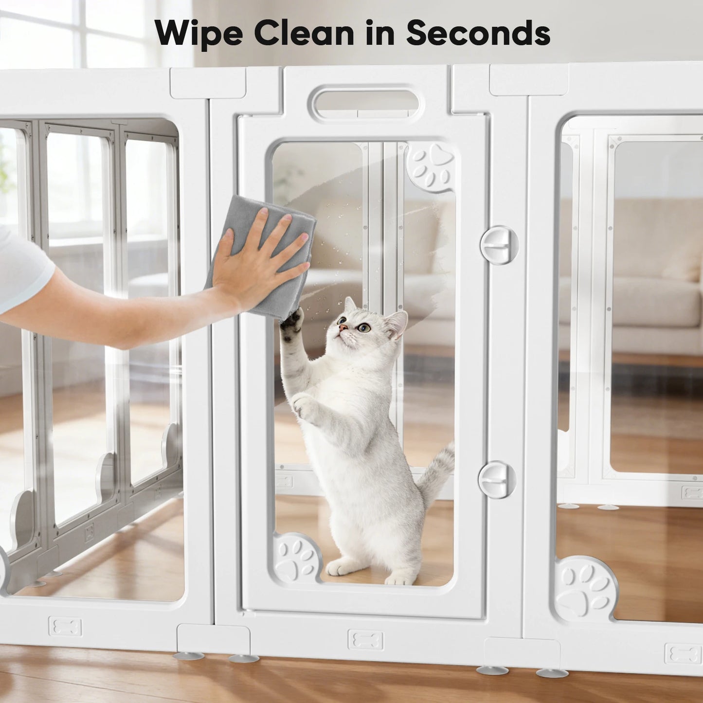 Jetting Clear Acrylic Dog Play Pen Indoor Puppy Fence Door