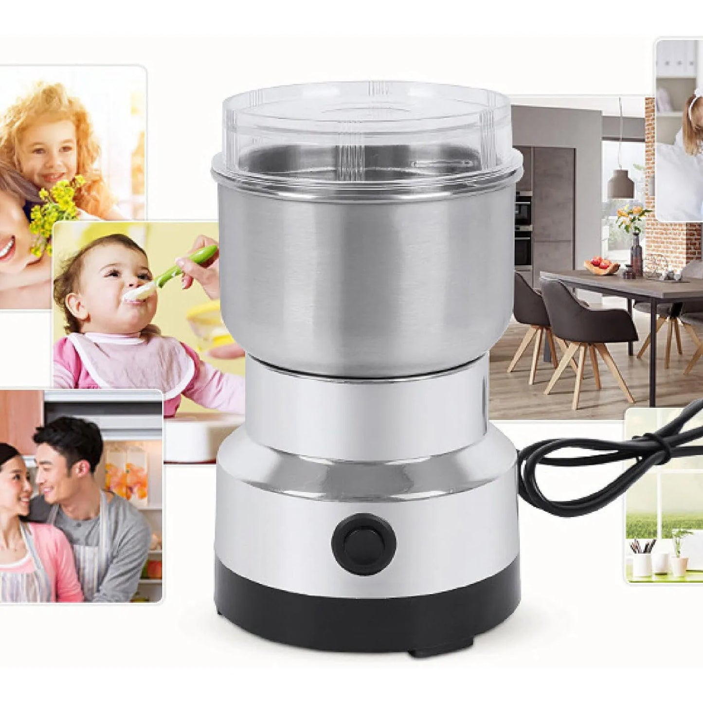 Multi Purpose Electric Grinder With Four Edged Blade For Coffee