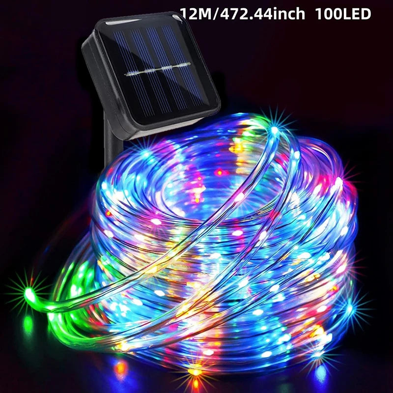 Peach Forest Solar LED Tube Light 100LED Rope String Light