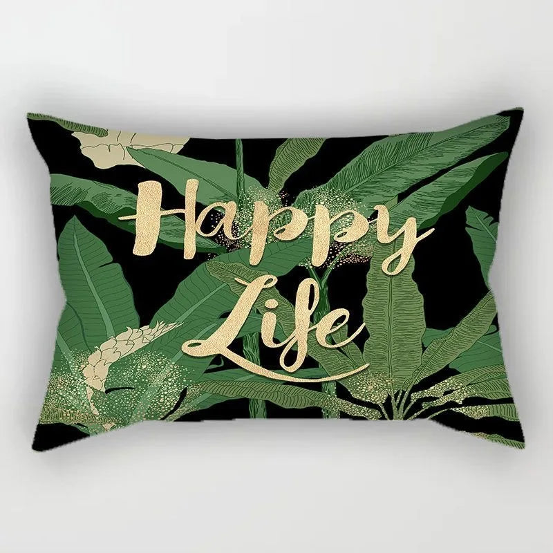 Tropical Polyester Cushion Cover Monstera Palm Leaf Pillowcase