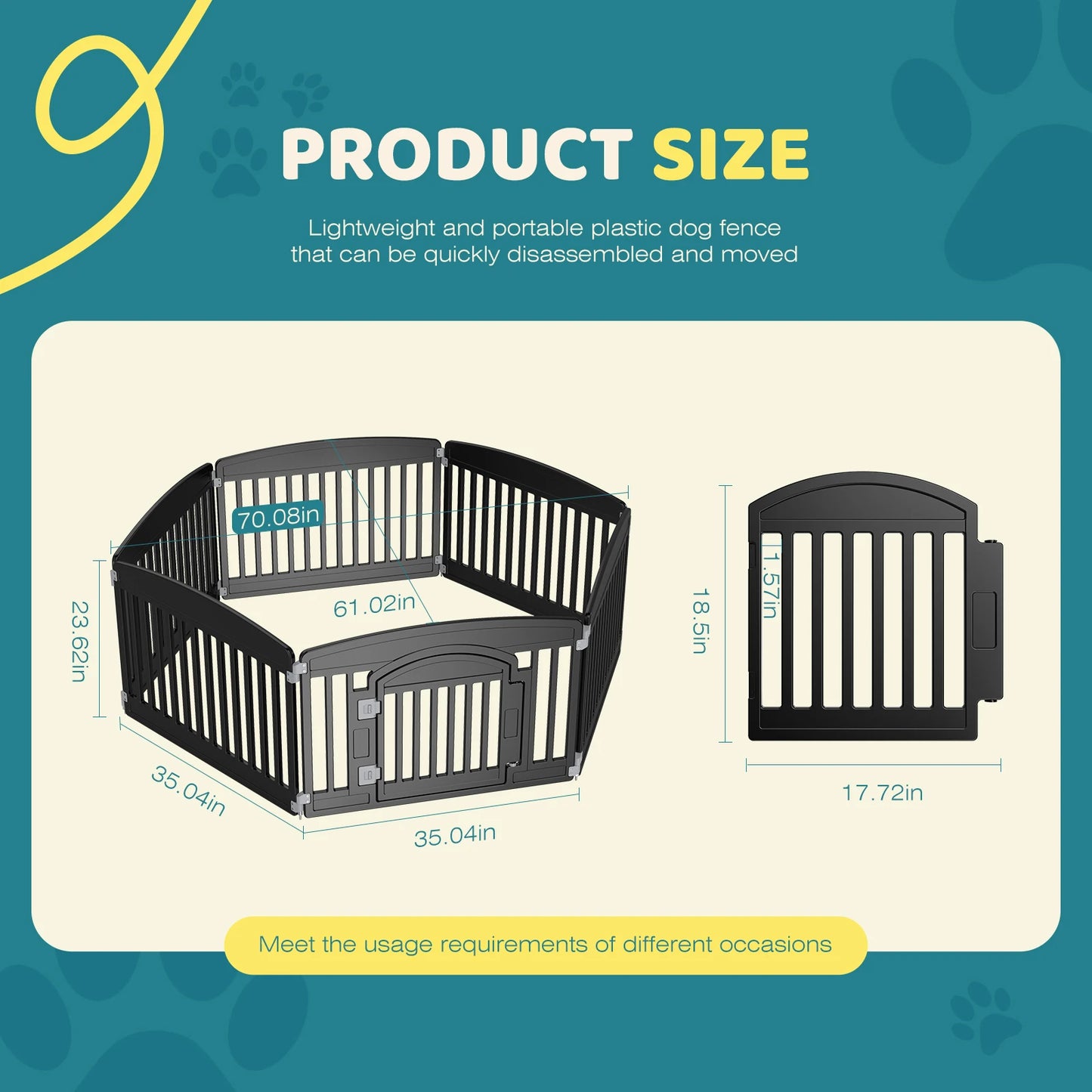 JHK Plastic Dog Playpen 6-Panel Expandable Pet Fence