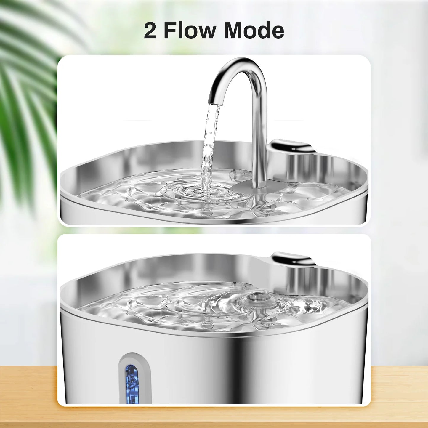 Stainless Steel Cat And Dog Water Fountain 2.2L LED Window