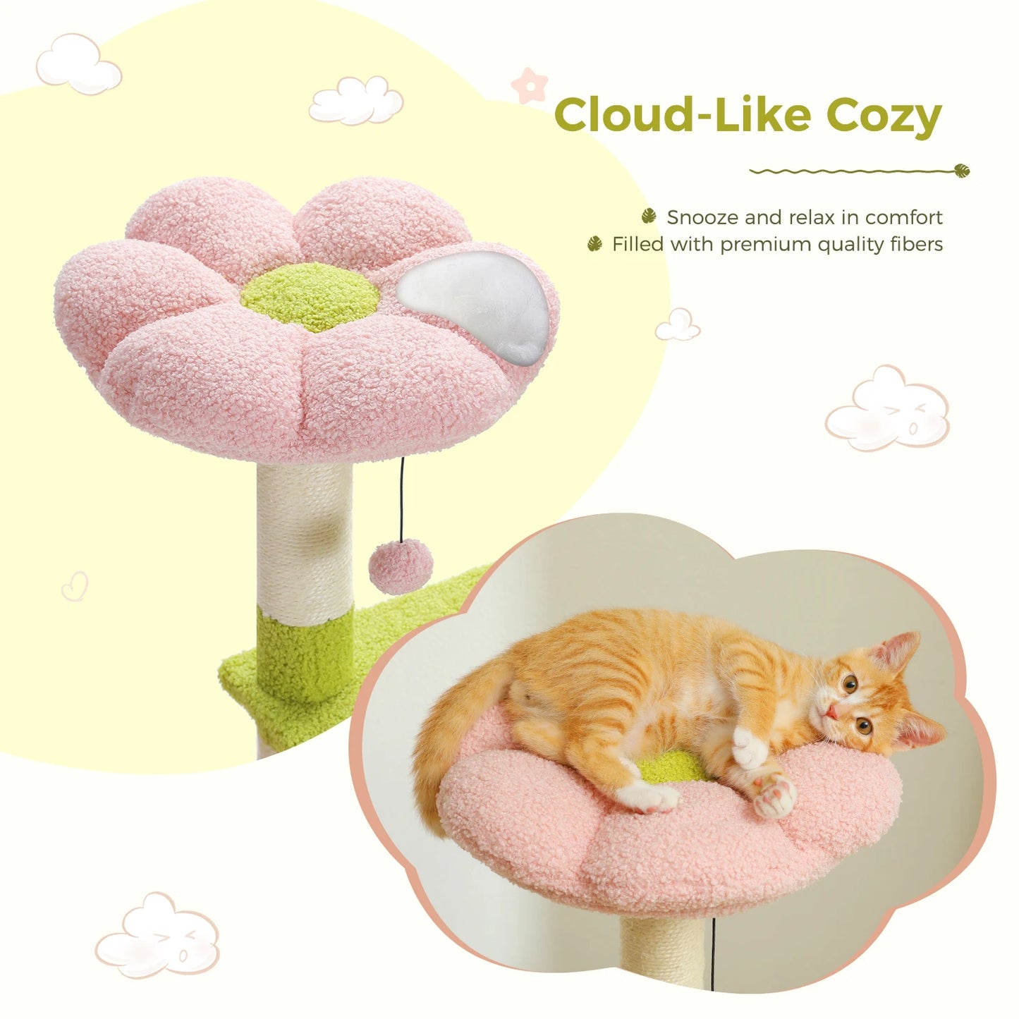 PAWZ Road Flower Cat Tree Multi Level Tower With Sisal