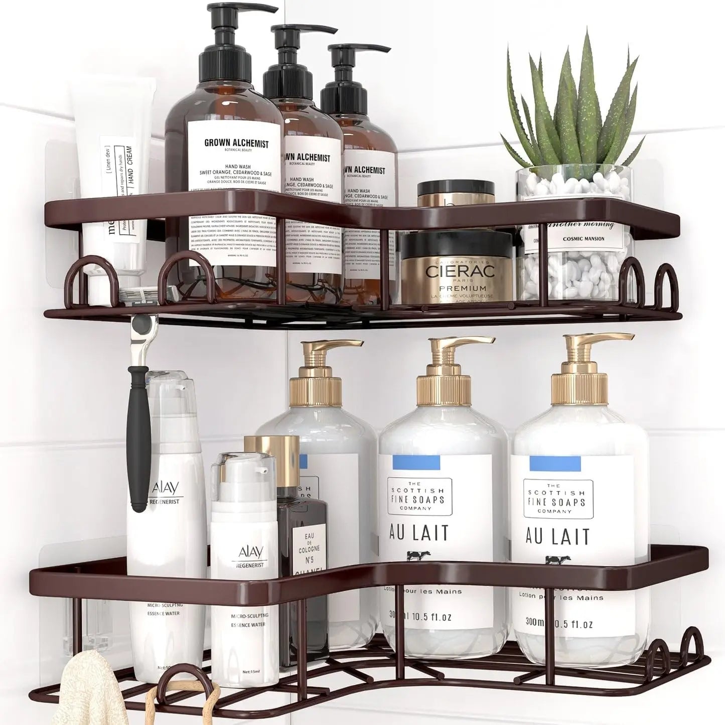 Corner Shower Caddy 2 Pack Adhesive Stainless Steel Shelves