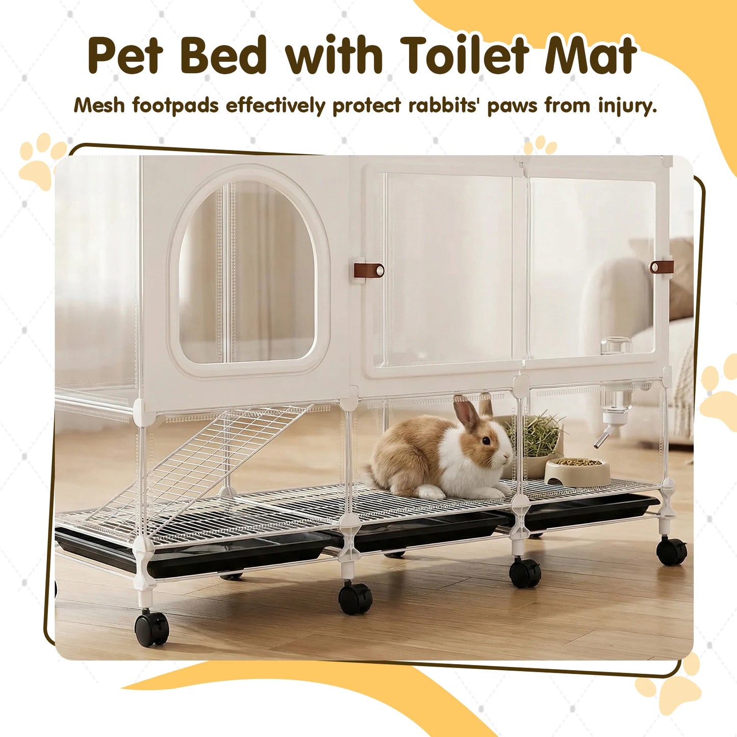 Alloyseed 2 Tier Rabbit Hutch Wheels Tray Guinea Pigs Chinchillas