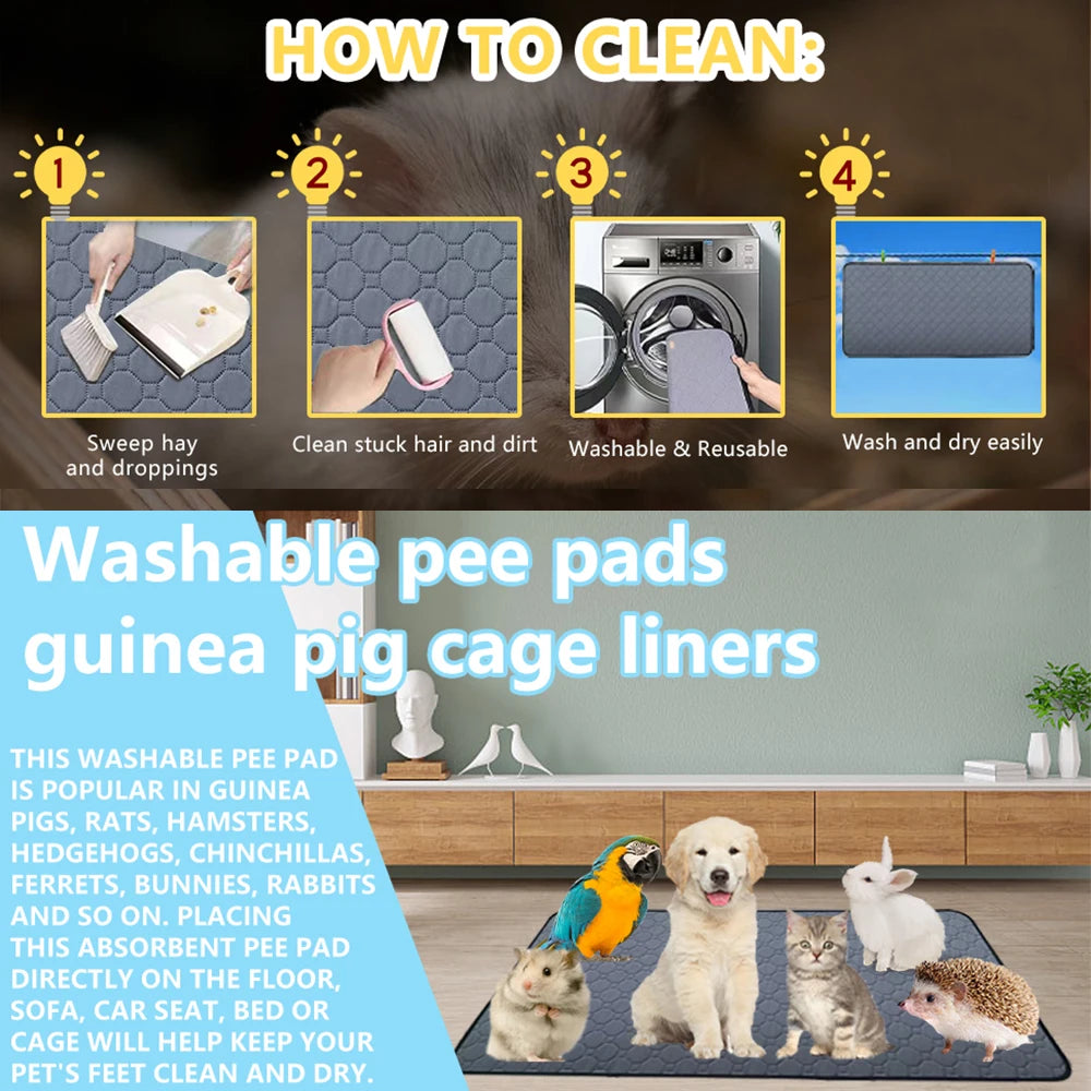 Guinea Pig Cage Lining Washable Reusable Non Slip Urinary Pad