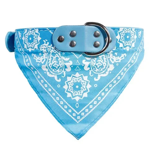 Leather Printed Adjustable Dog Bandana Collar For Pets