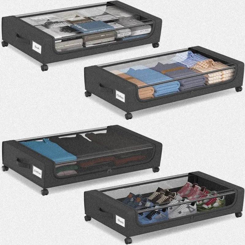Under Bed Storage Containers 4 Pack With Smooth Rolling Wheels