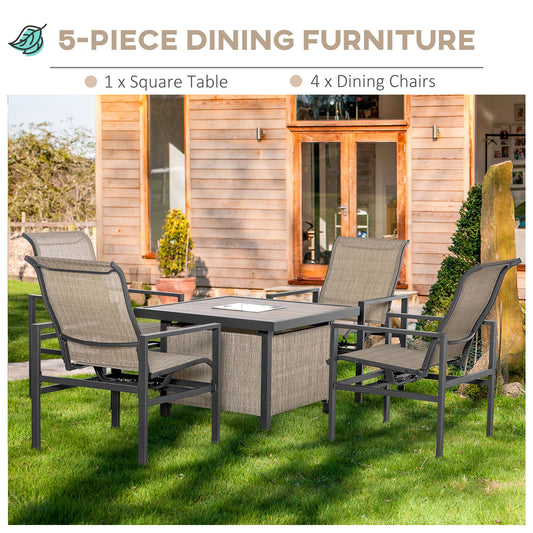 5 Piece Garden Patio Dining Set With Ice Bucket Table