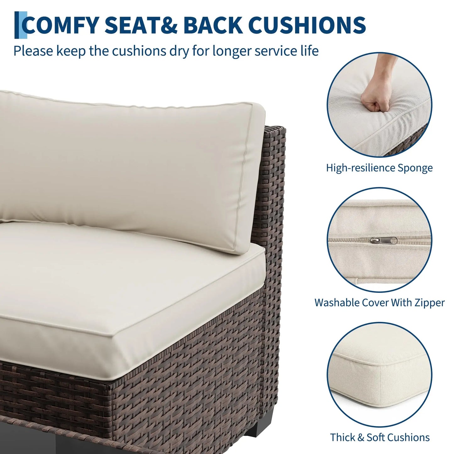 HobbyLane 7-Piece Outdoor Patio Sectional Sofa Set With Ottoman