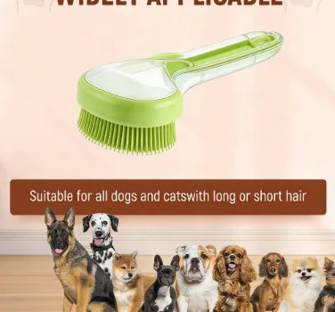 Pet Bath Brush With Shampoo Dispenser Silicone Massage Grooming Tool