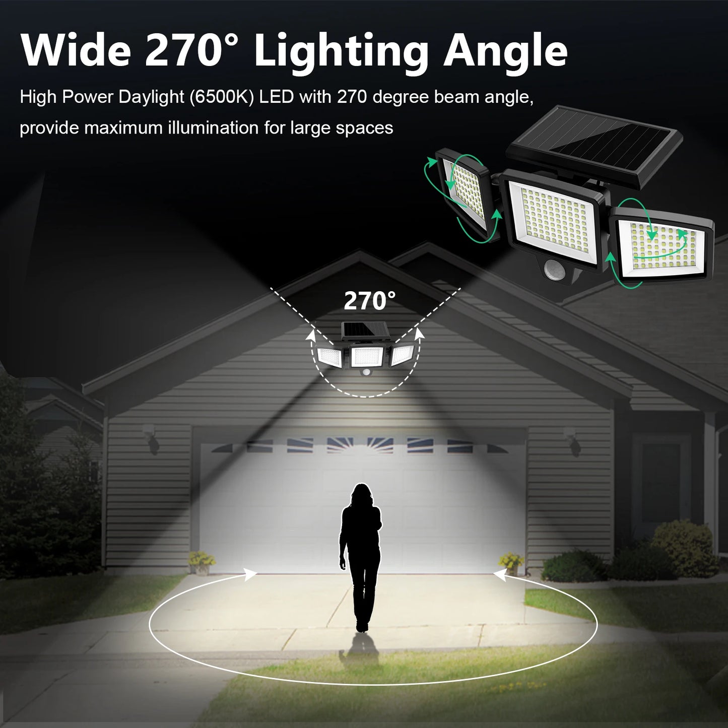 SZRSTH 3 Pack Outdoor Solar Lights Motion Sensor LED Security