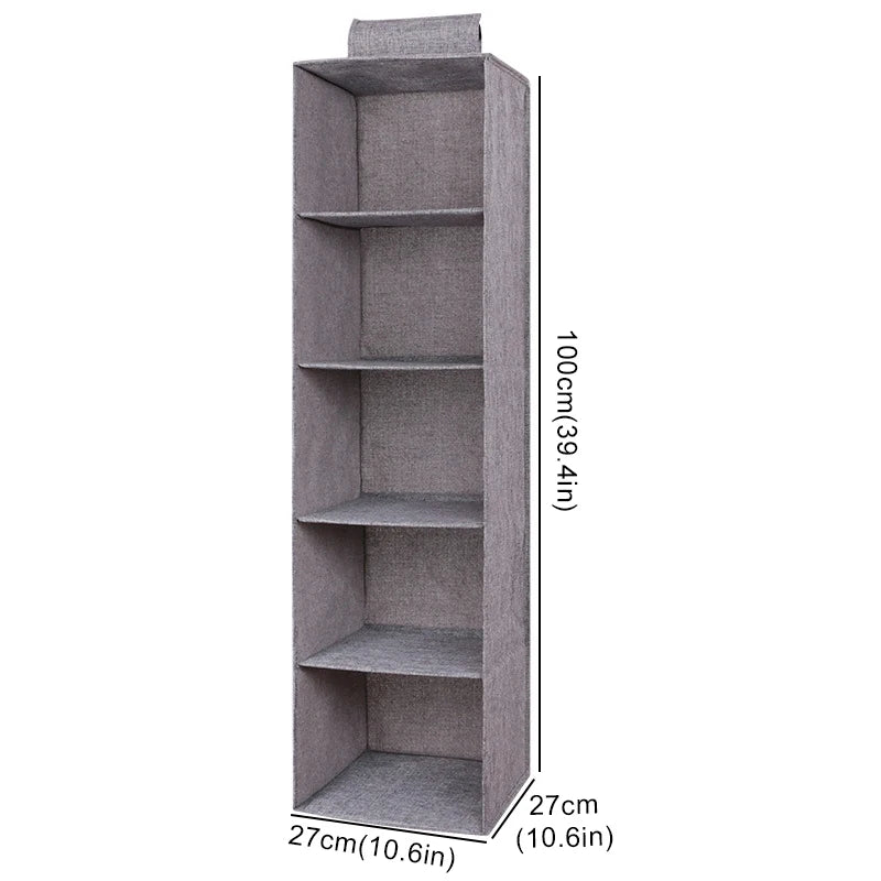 Cotton Linen Collapsible Hanging Closet Organizer With Drawers