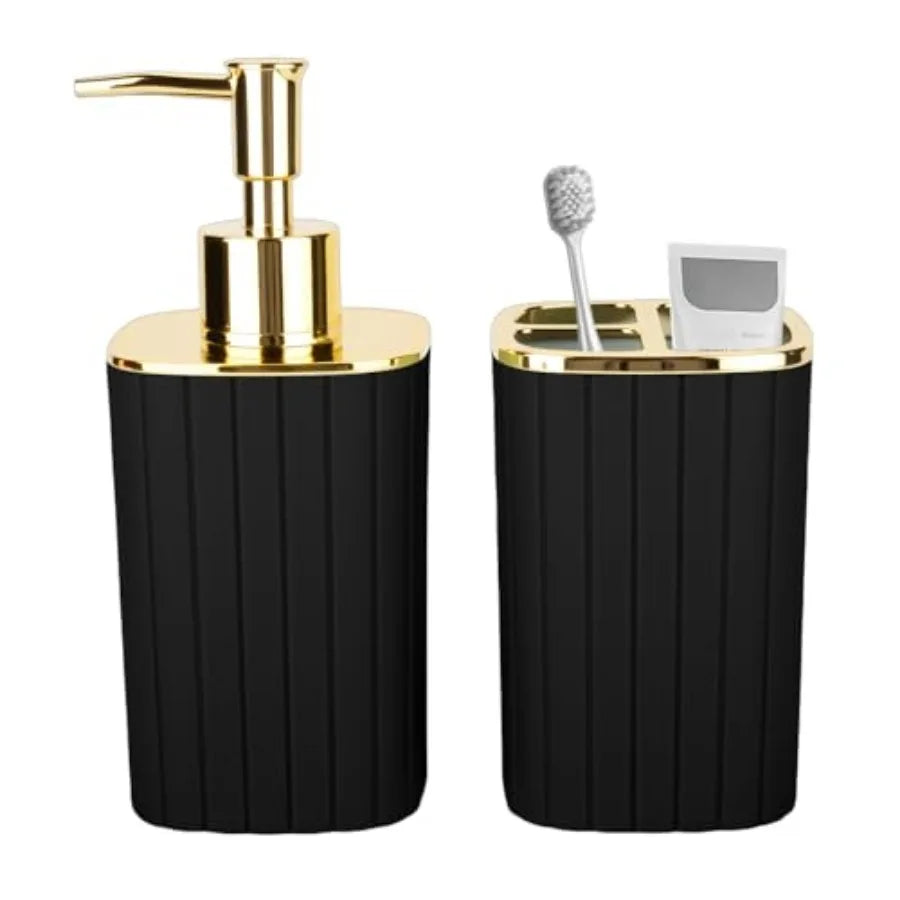 Bathroom Accessories Set Soap Dispenser Toothbrush Holder Metal