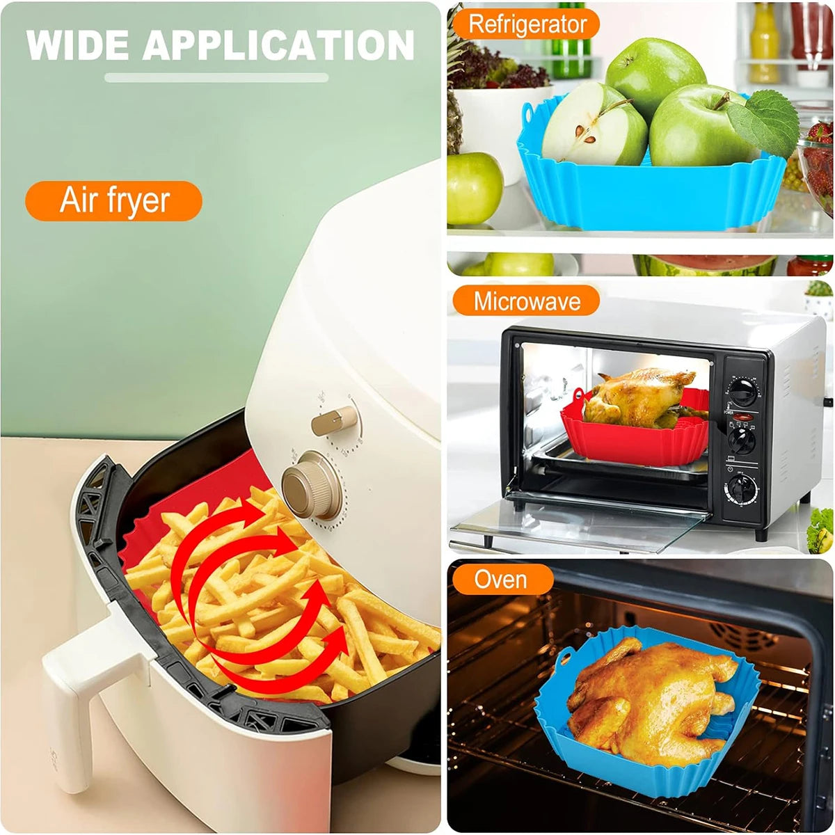 Air Fryer Silicone Liners Pot For Nonstick Baking Pan