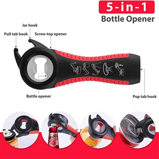 Multifunction Can Opener With Non Slip Silicone Handle