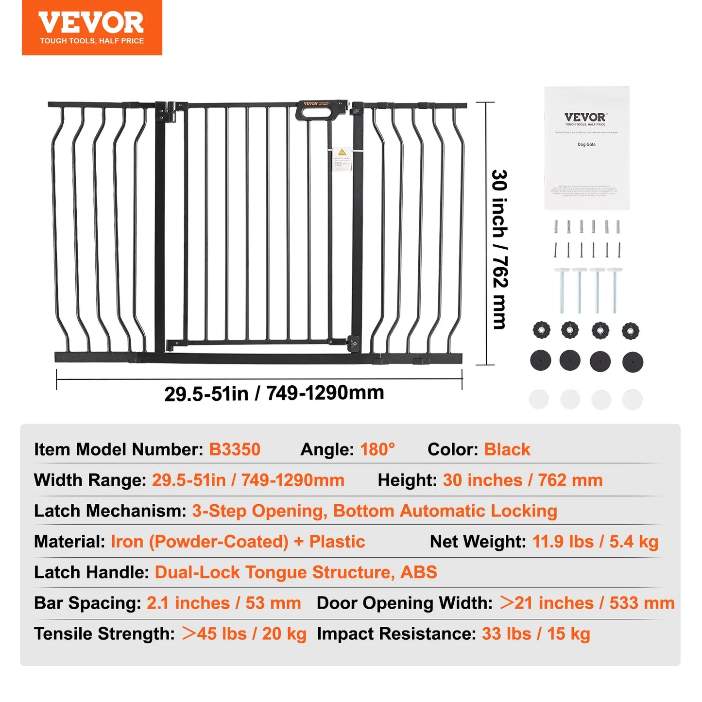 SucceBuy Baby Gate Pressure Mount Walk Through Child Fence