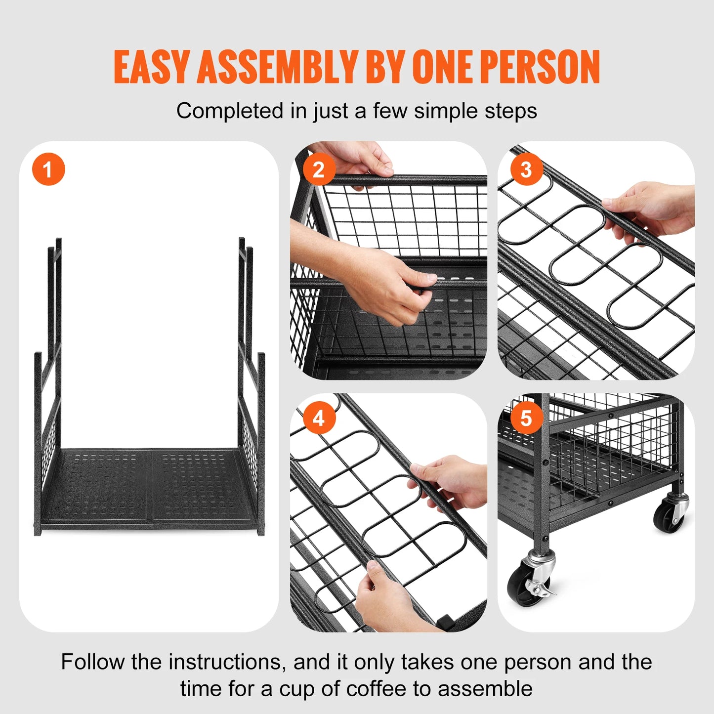 16 Slots Garden Tool Organizer Rack With Hooks And Wheels