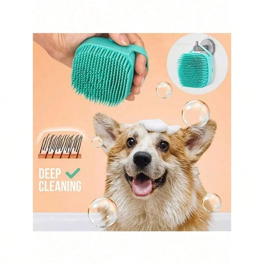 Pet Shampoo Brush With Silicone Dispenser For Dogs And Cats Grooming