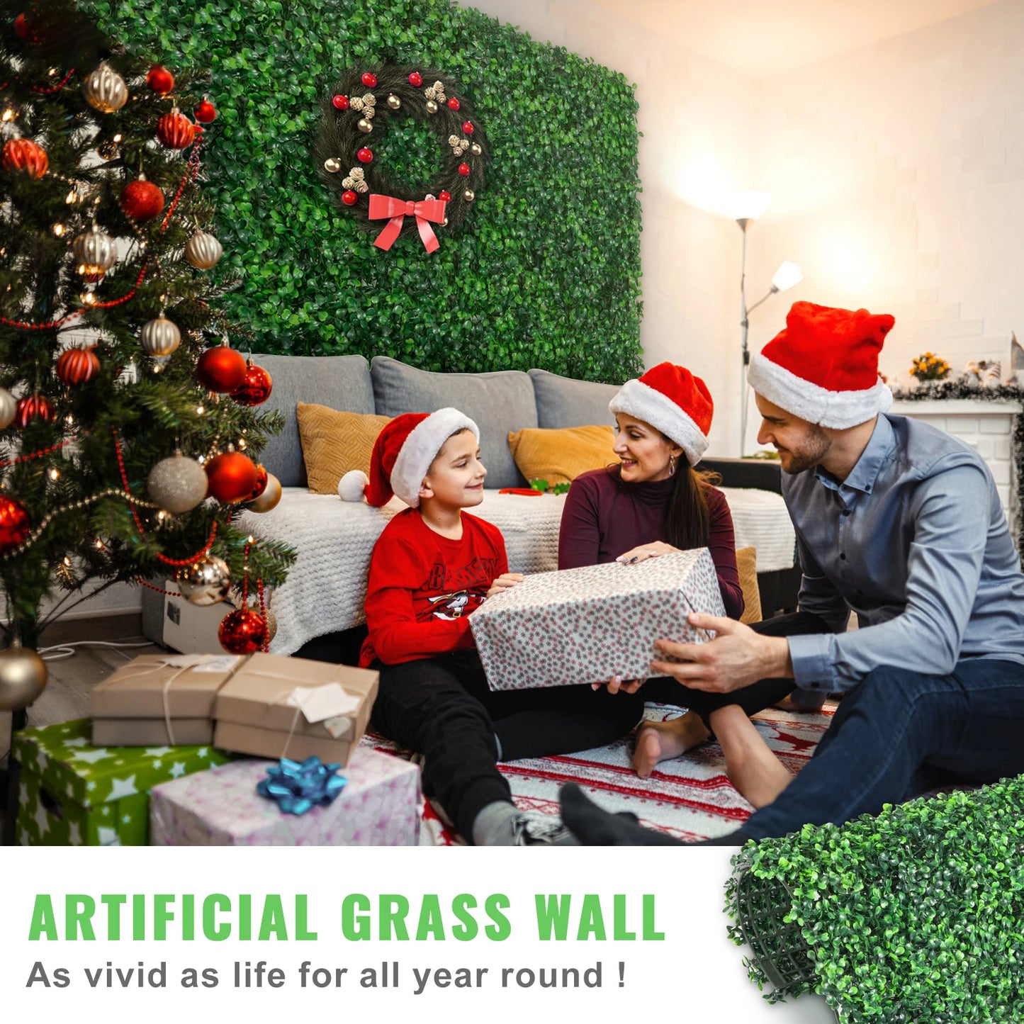 SucceBuy Boxwood Panels 12 Pack Artificial Hedge Wall Mat Backdrop