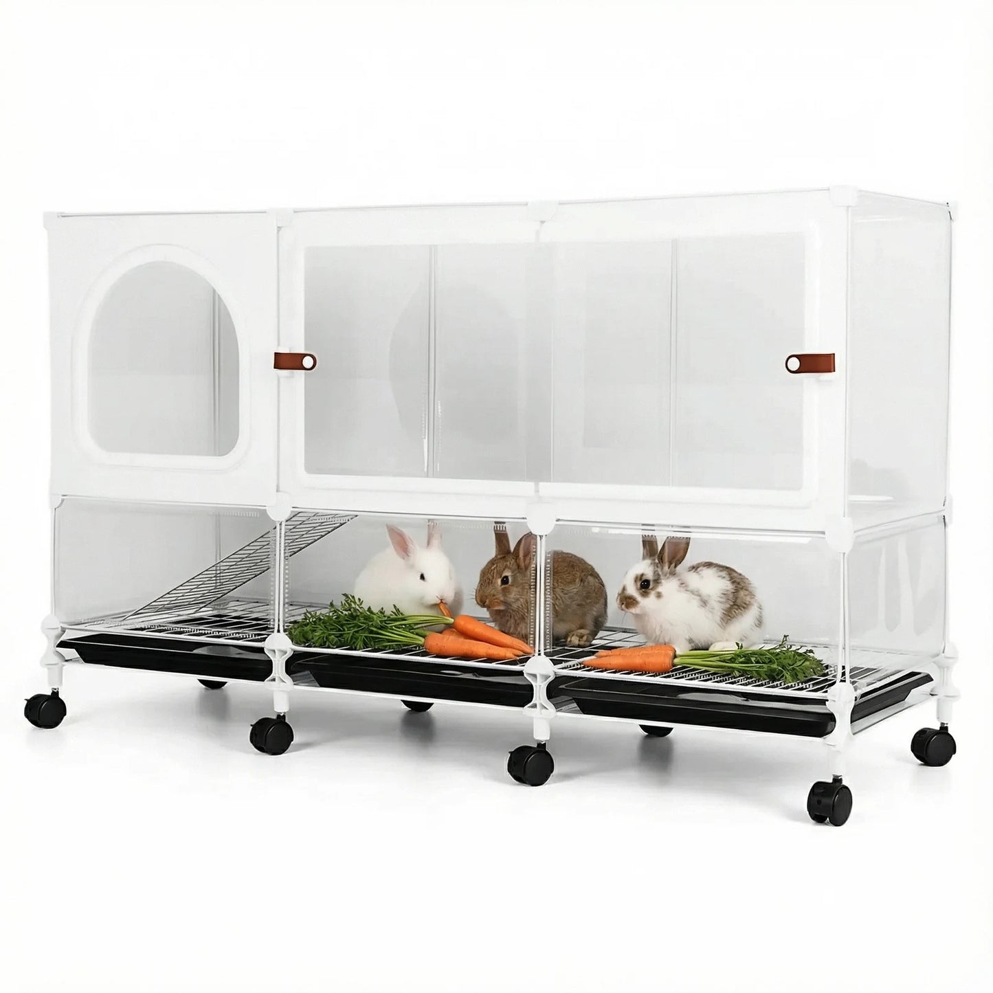 Alloyseed 2 Tier Rabbit Hutch Wheels Tray Guinea Pigs Chinchillas
