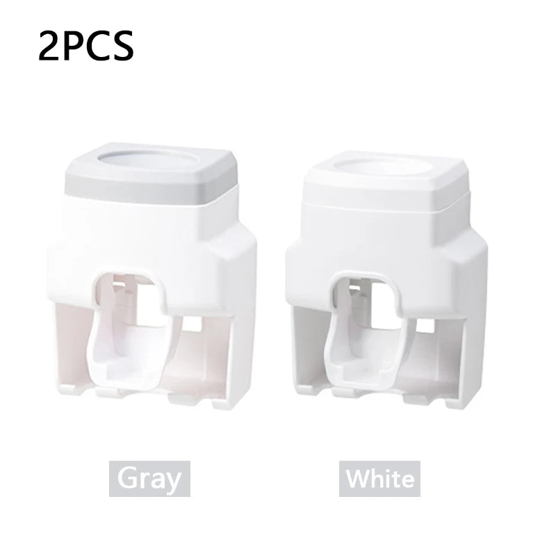 Automatic Toothpaste Dispenser And Wall Mount Toothbrush Holder Gadget