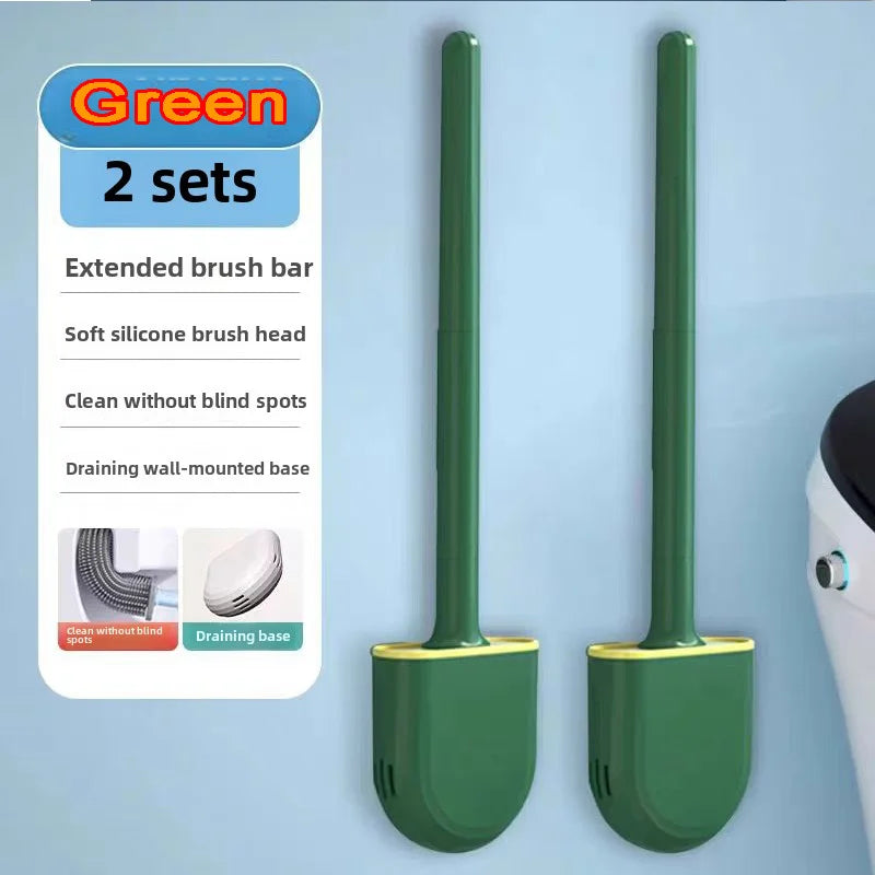 Hanging Silicone Toilet Brush With Long Handle And Quick Dry