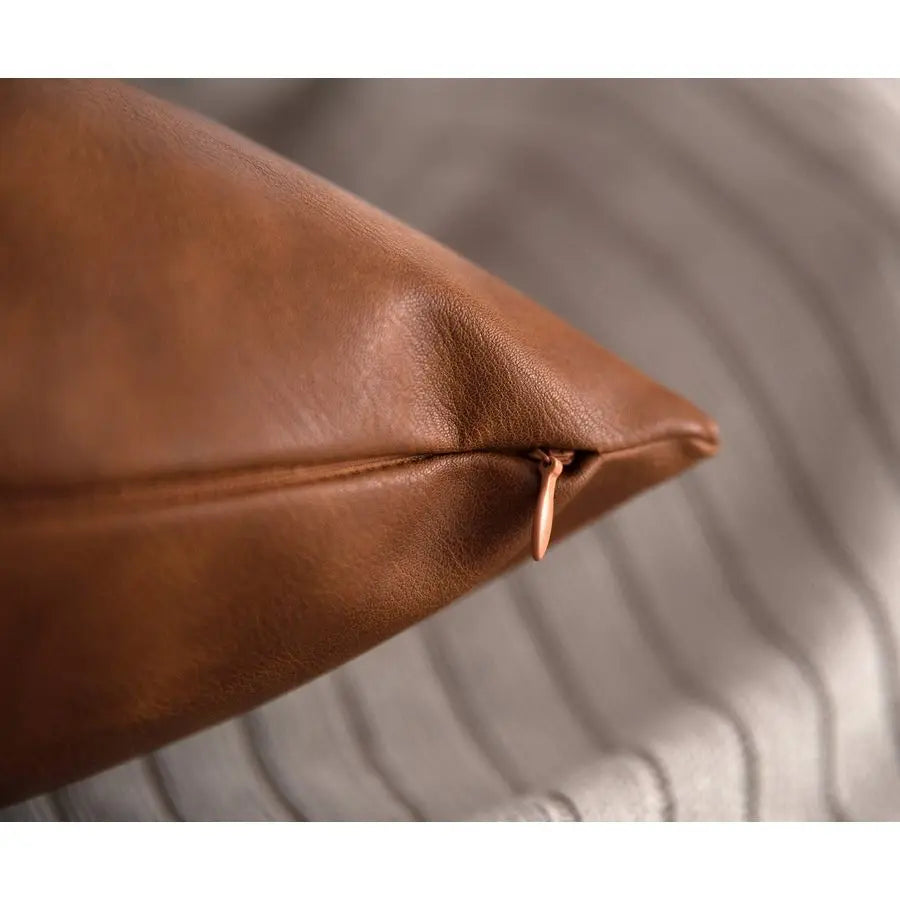 Vegan Leather Throw Pillow Covers Set Of 2 Modern Cushions