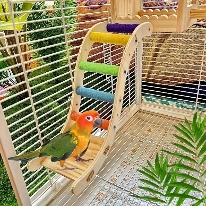 Parrot Ladder Toy Climbing Platform For Birds Safe Chew Activity
