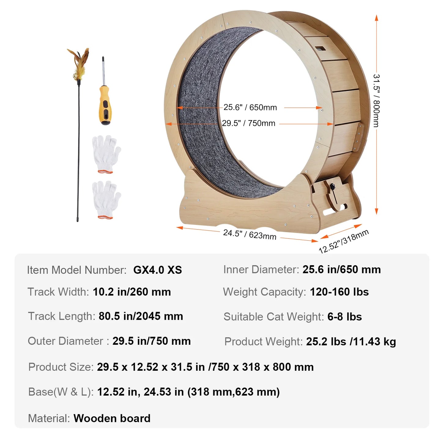 SucceBuy Wooden Cat Exercise Wheel Indoor Treadmill For Cats