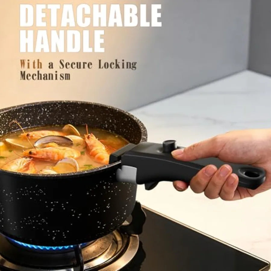 21Pcs Pots and Pans Set Non Stick, Nonstick Cookware Sets Detachable Handle, Non Toxic Induction RV Kitchen Cooking Set, Dishwa
