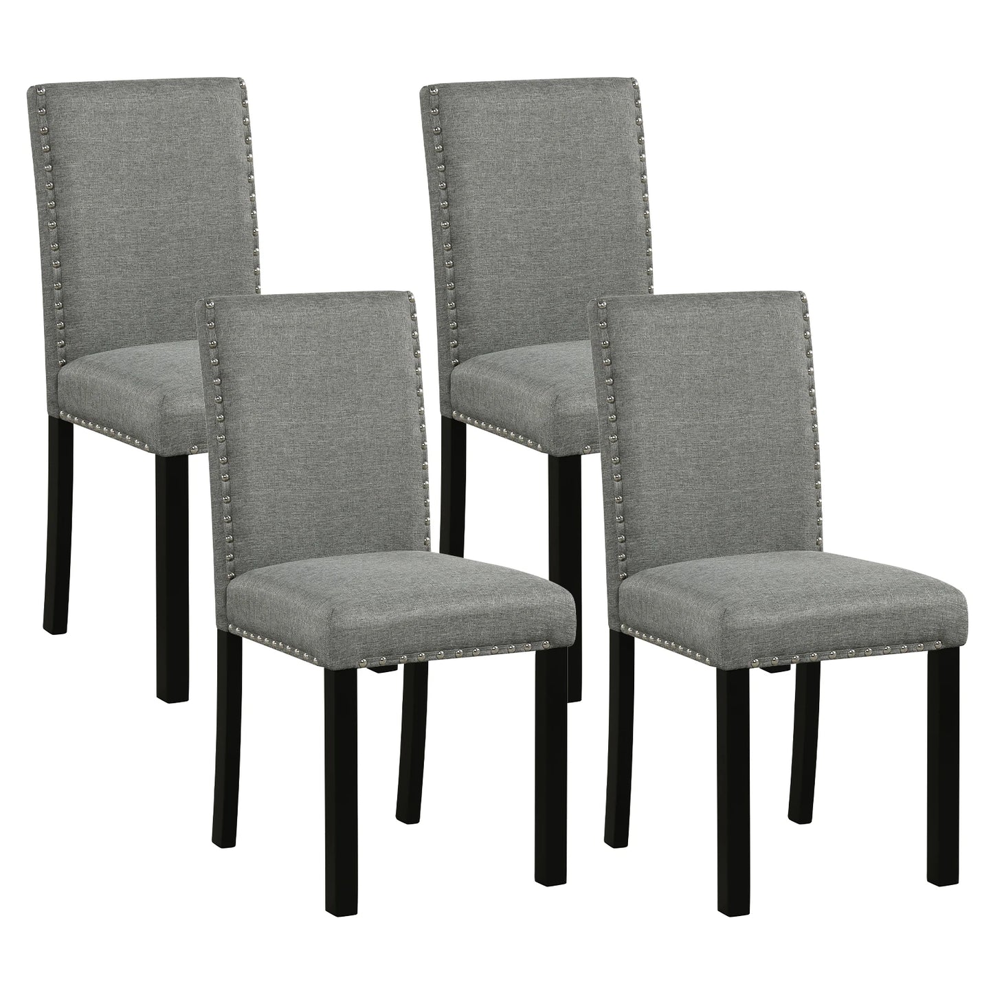 HOMASIS Set Of 4 Grey Upholstered Wooden Dining Chairs