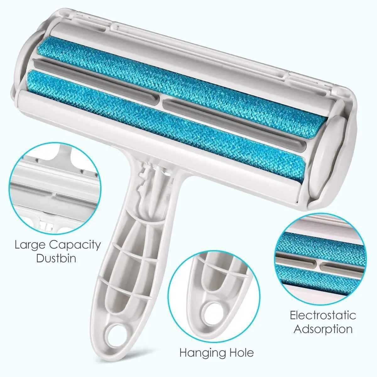 Pet Hair Remover Roller With Self Cleaning Base For Furniture