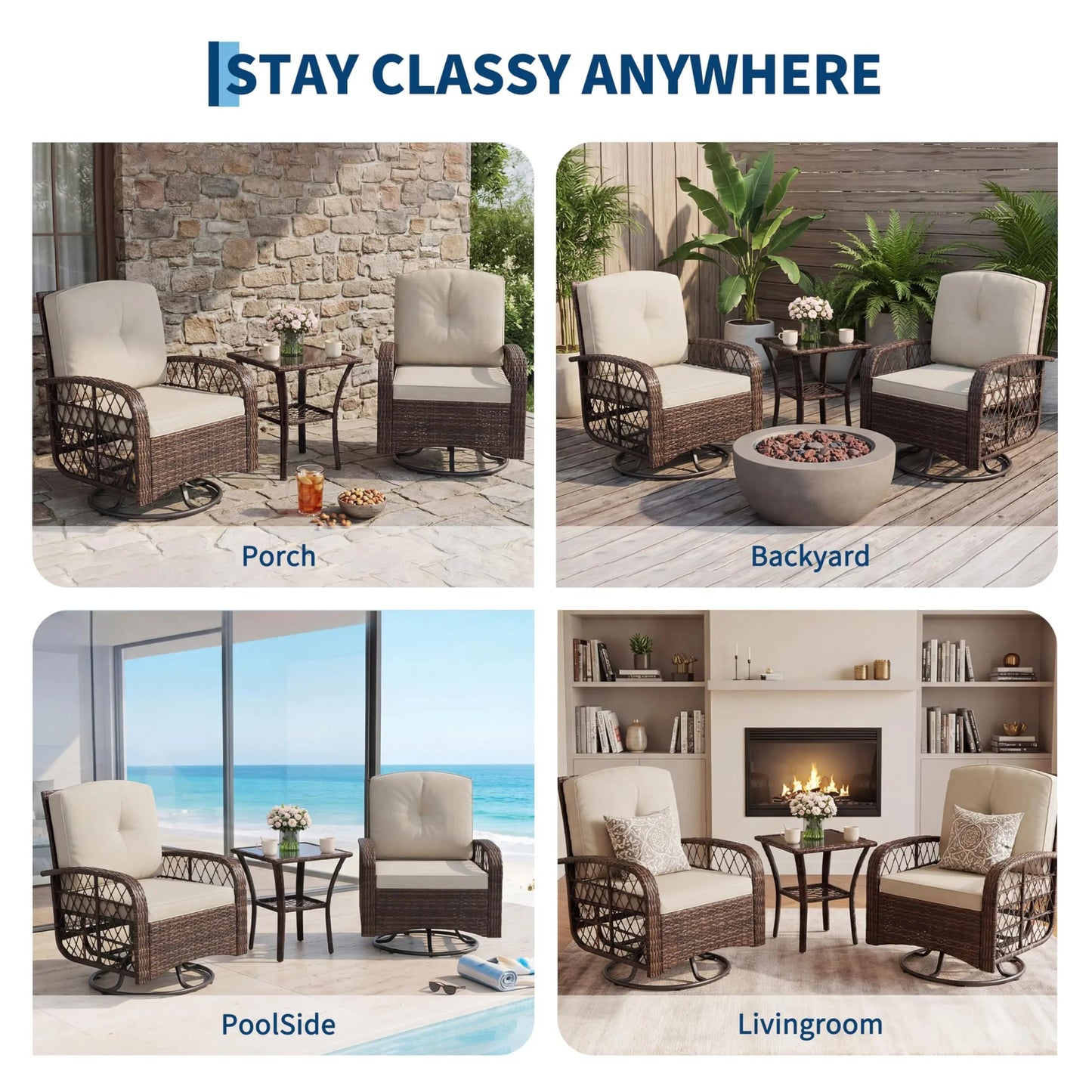 HobbyLane Outdoor Wicker Conversation Set 3 Piece Patio Furniture