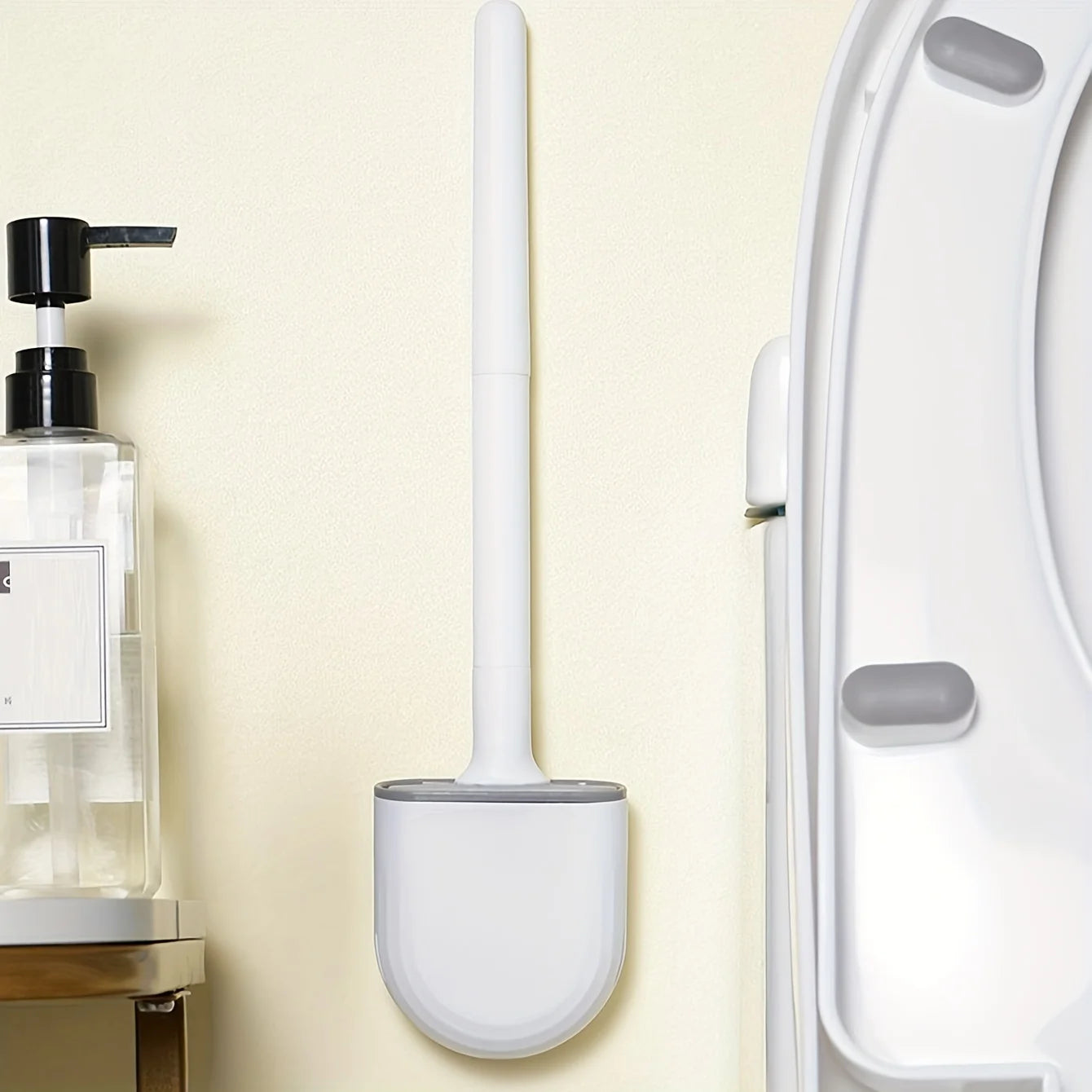 Hanging Silicone Toilet Brush With Long Handle And Quick Dry