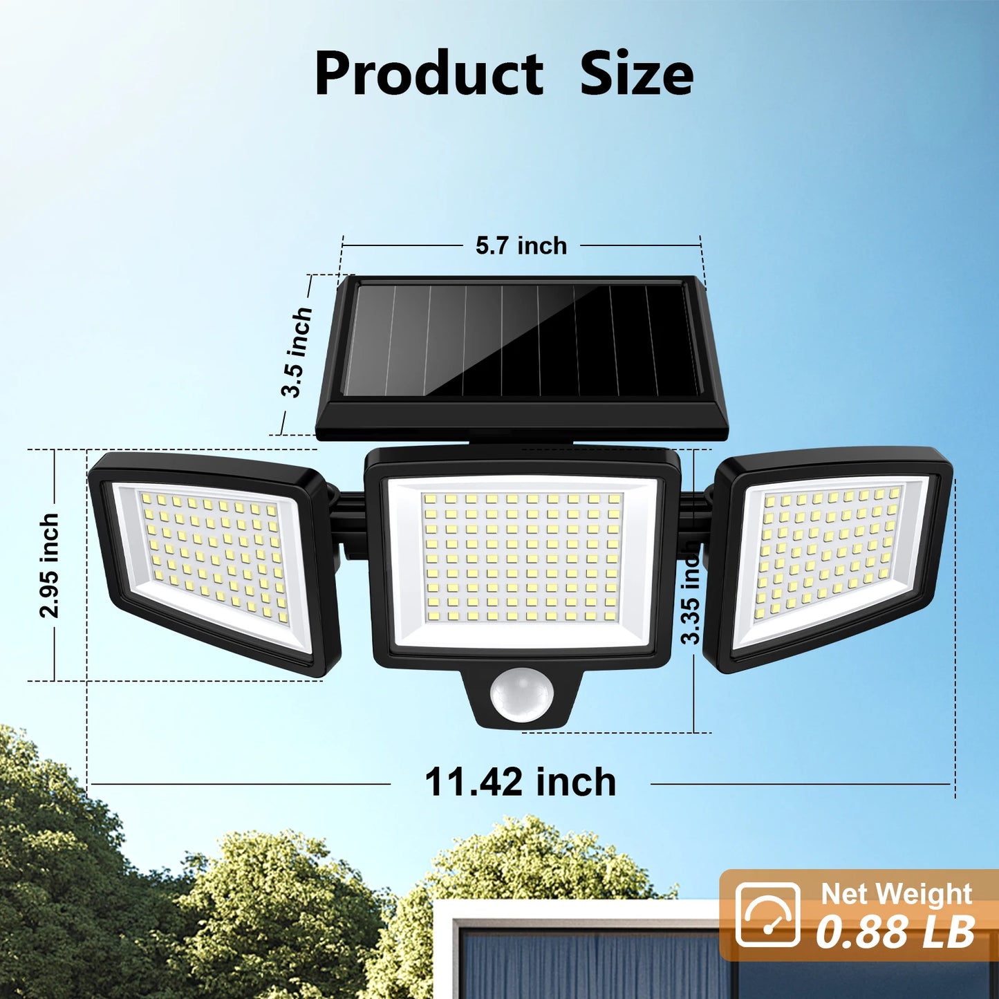SZRSTH 3 Pack Outdoor Solar Lights Motion Sensor LED Security