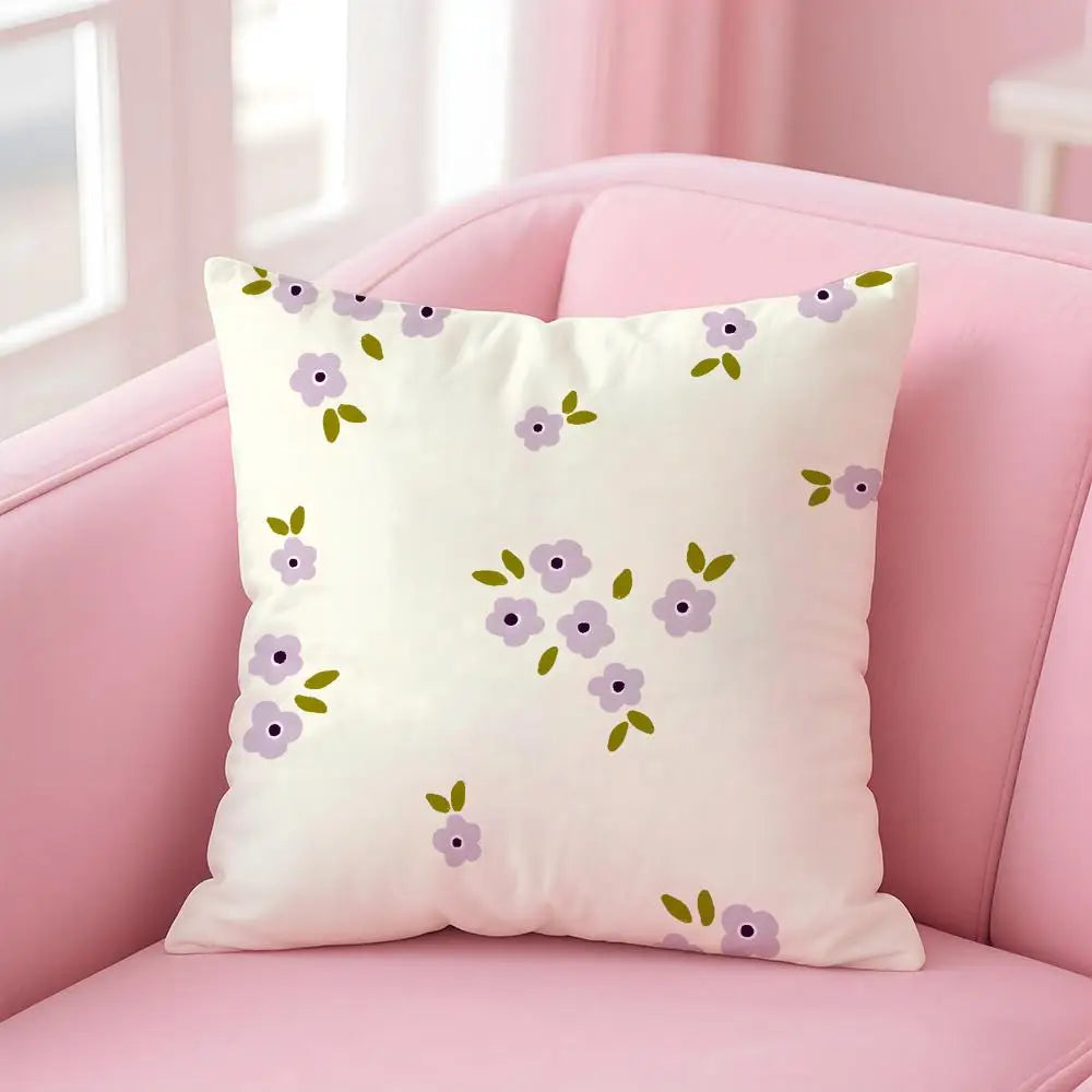 Pastoral Floral Cushion Cover With Concealed Zipper Polyester Cotton