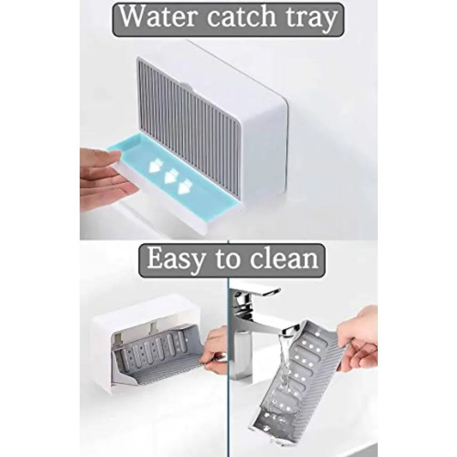 Dust-Proof Soap Holder For Shower Wall Adhesive Wall Mount With Drain