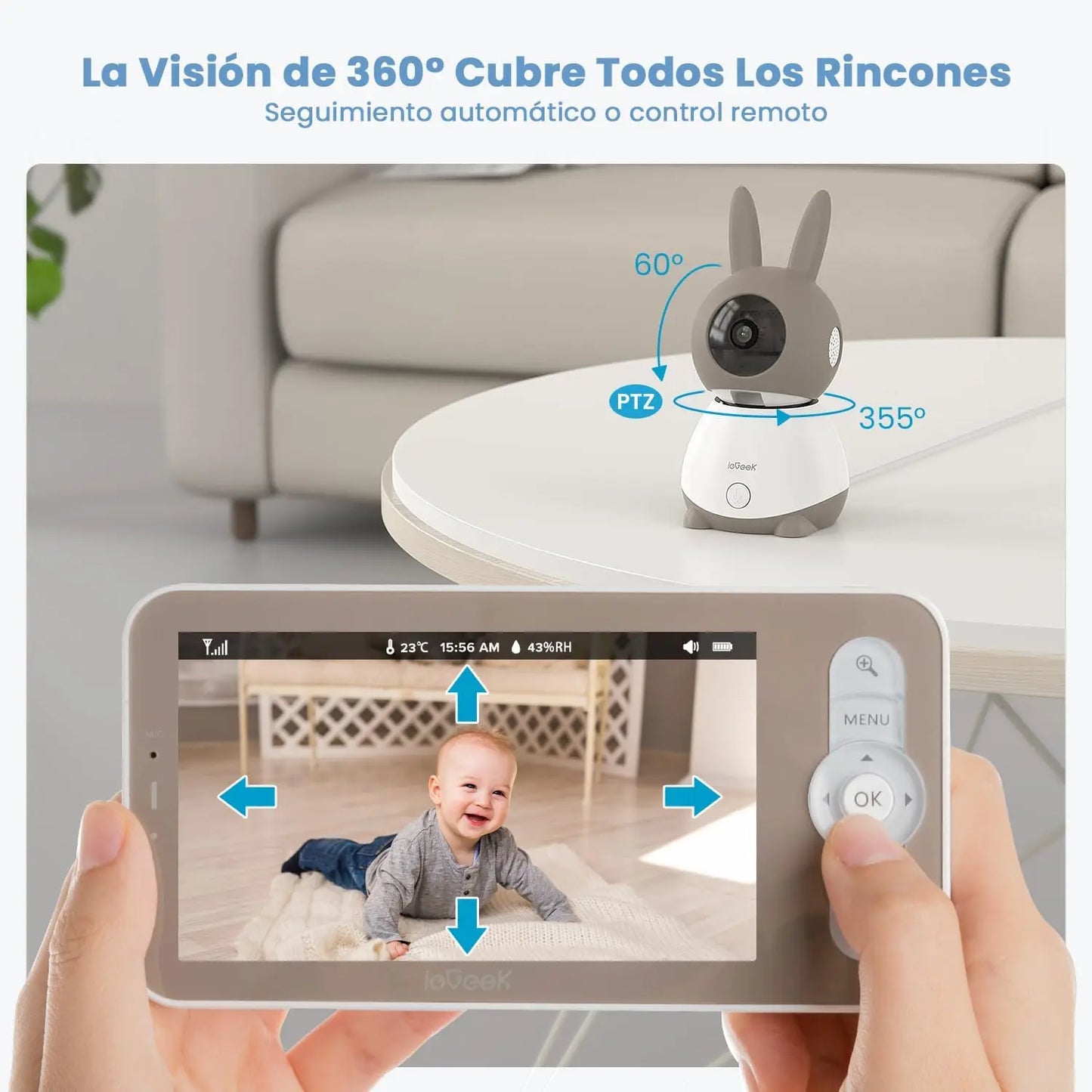 IEGEEK 2K 3MP Baby Surveillance Camera With 360 PTZ