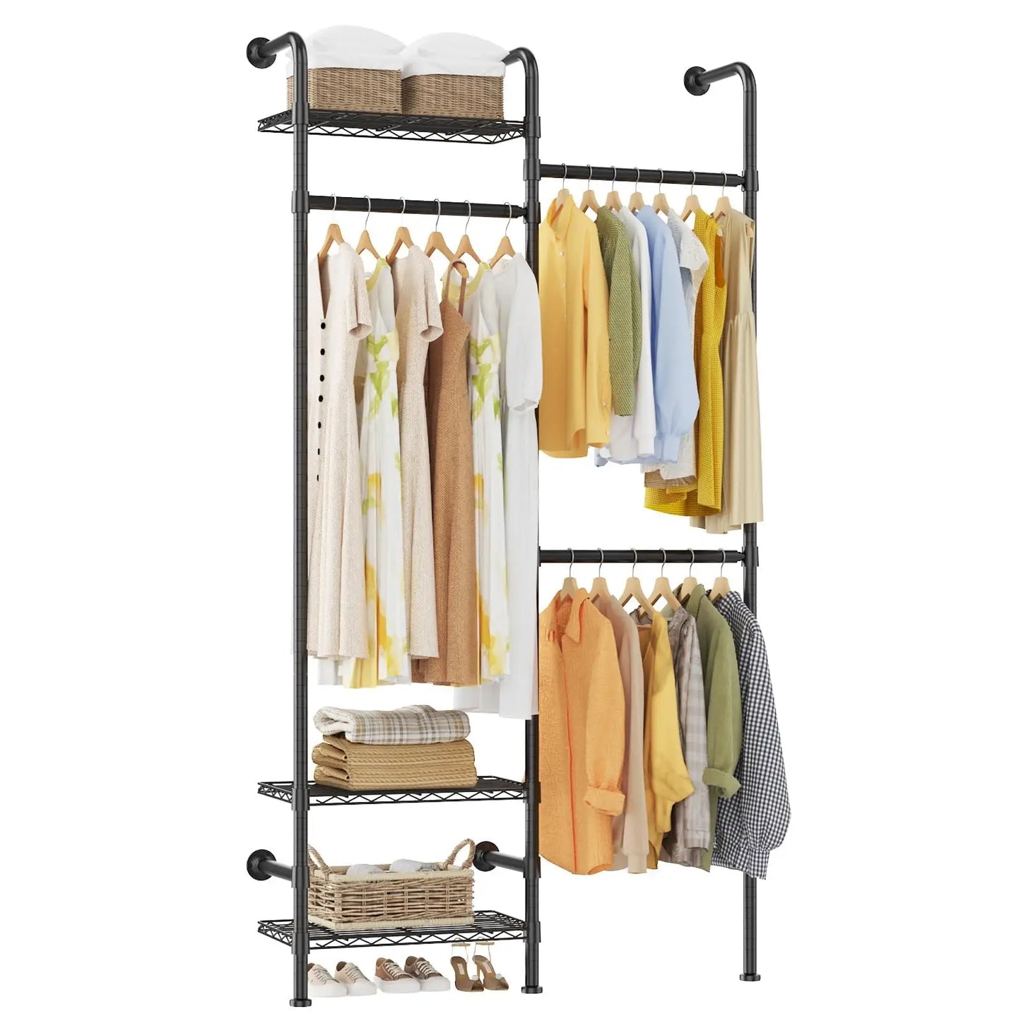 Studyset Carbon Steel Wall Mounted Clothes Rack Pipe Closet System