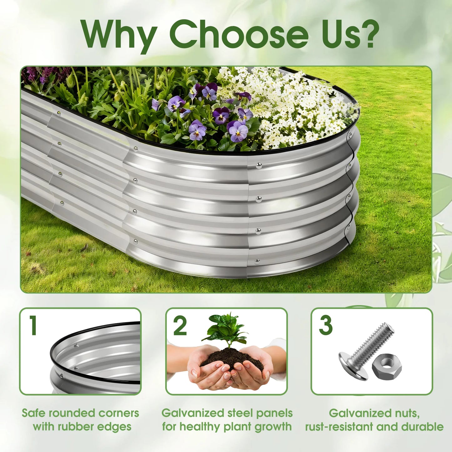 JHK Outdoor Metal Planter Box Raised Garden Bed For Backyard