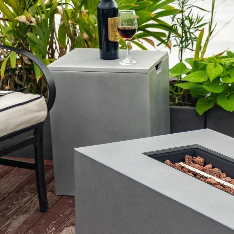 Propane Fire Pit Table 50000 BTU Glass Wind Guard Outdoor