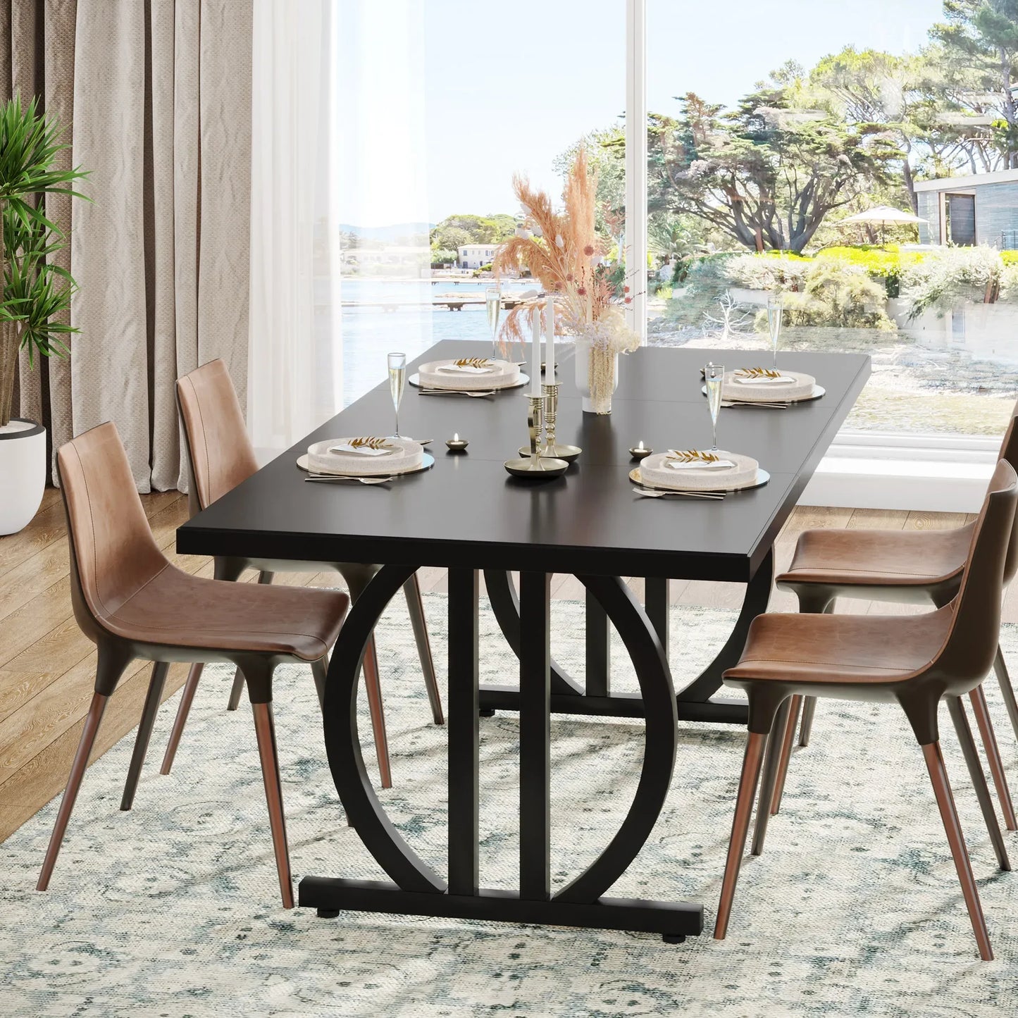 Tribesigns Modern Heavy Duty Metal Frame Industrial Dining Kitchen Table, No Chairs