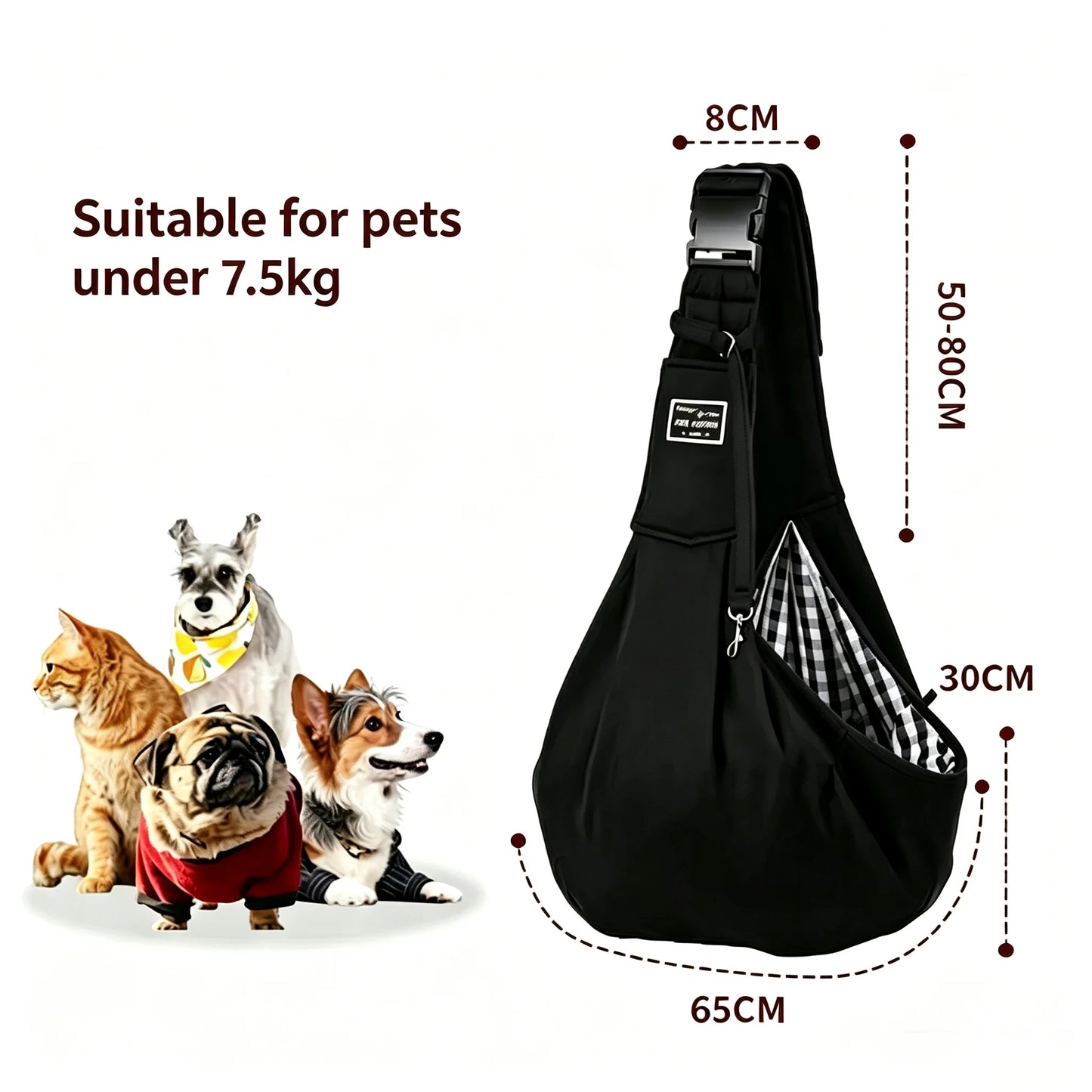 Dog Carrier Sling Reversible Puppy Carrier With Storage Pocket