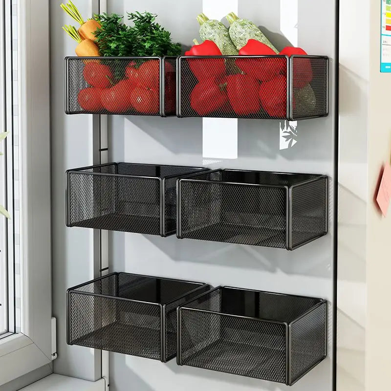 Refrigerator Magnetic Storage Rack Carbon Steel Multifunctional Basket