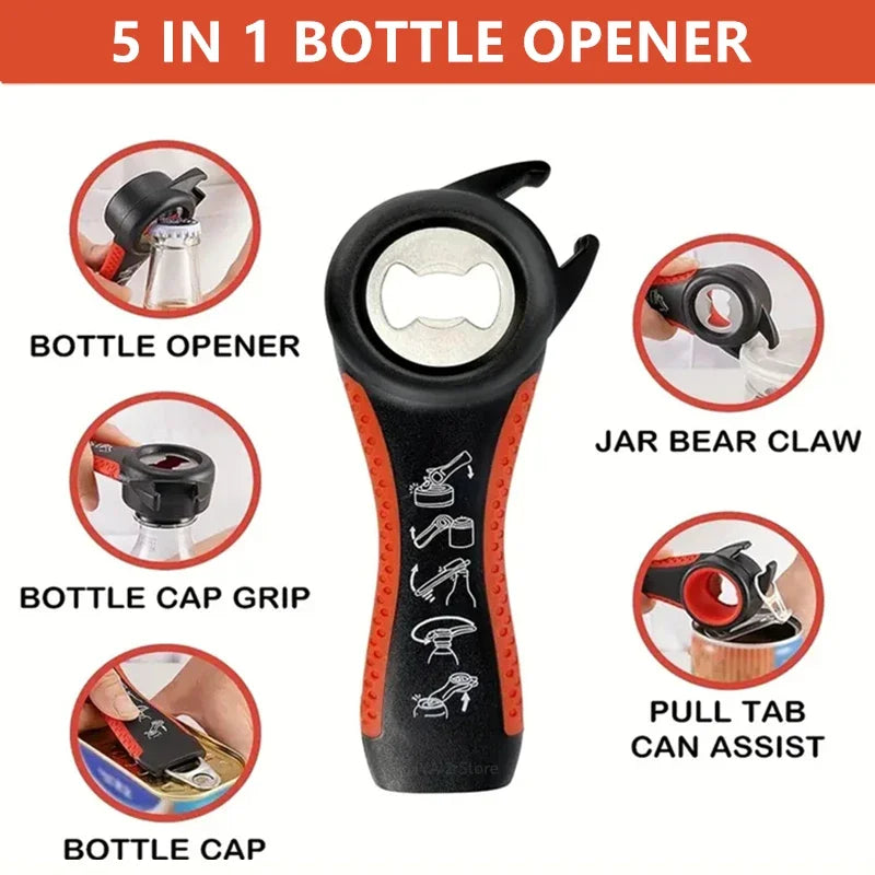 Weak Hands 5 In 1 Can Opener Kit With Non Slip Handle