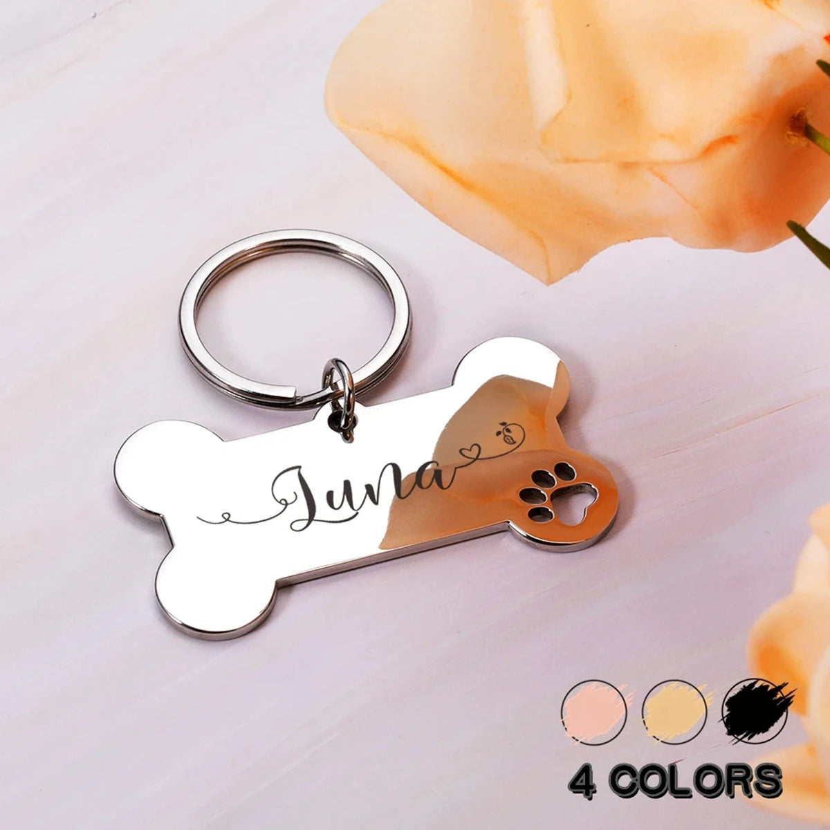 Custom Love Wave Dog Tag For Pet ID Collar Personalizable