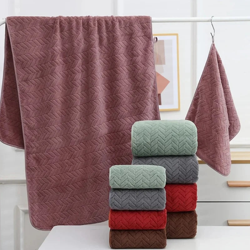Thick Coral Velvet Bath Towels Absorbent Quick Dry Home Hotel
