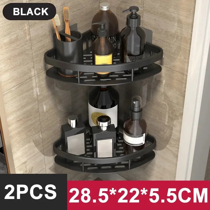 Aluminum Alloy Shower Shelf Wall Mounted No Drill